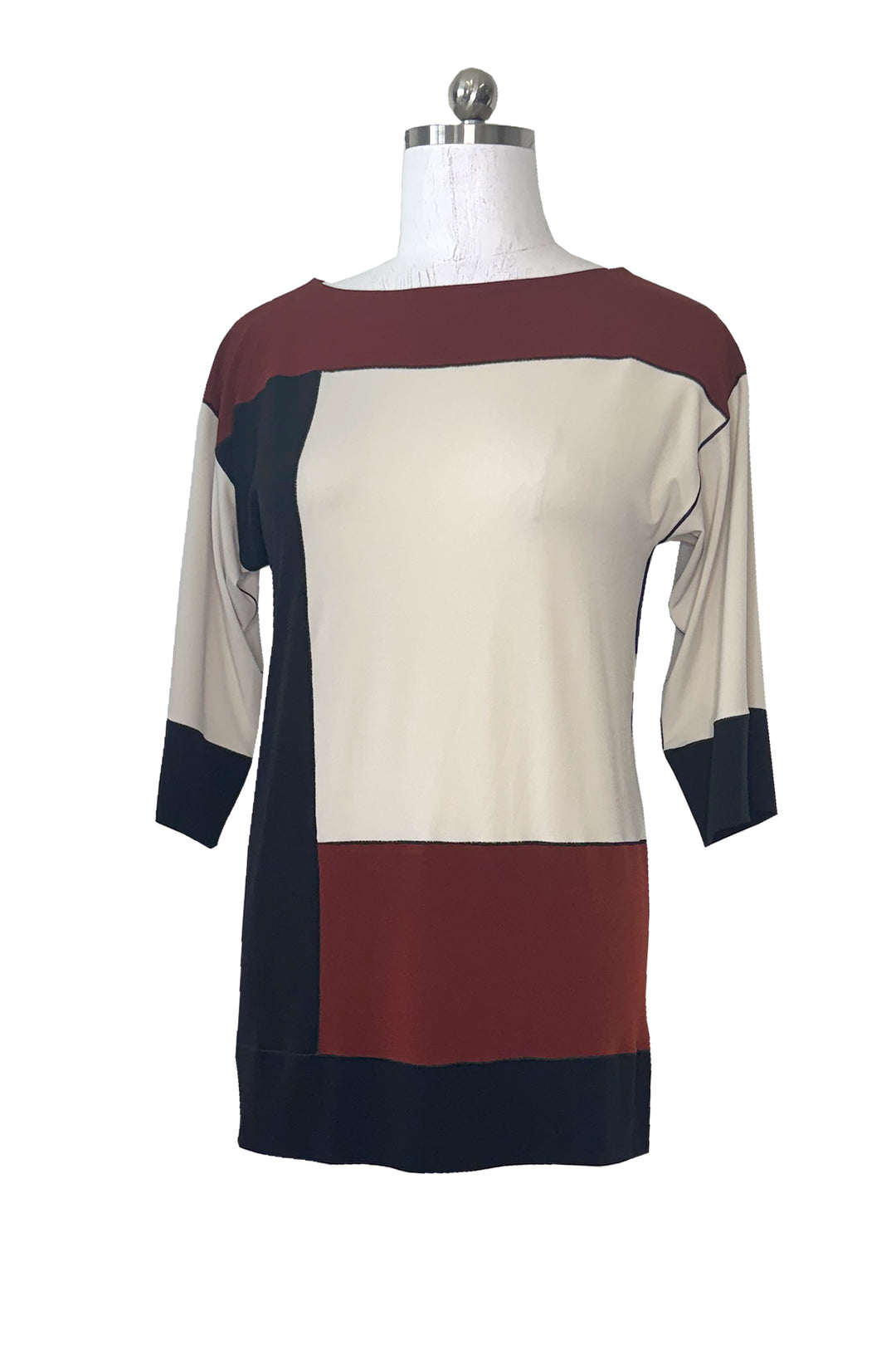 3/4 sleeve boat neck single layer tunic