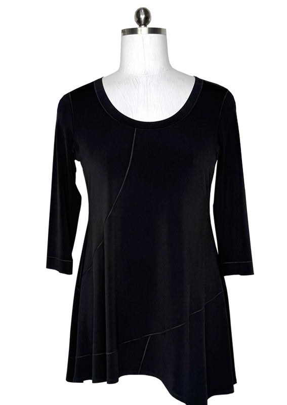 3/4 sleeve banded asymmetric single layer tunic