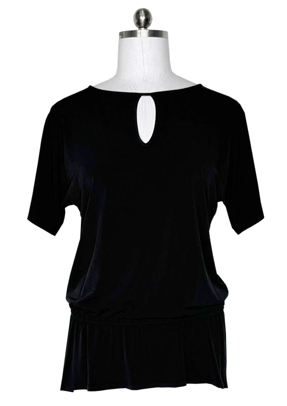 Short sleeve gathered waist single layer tunic