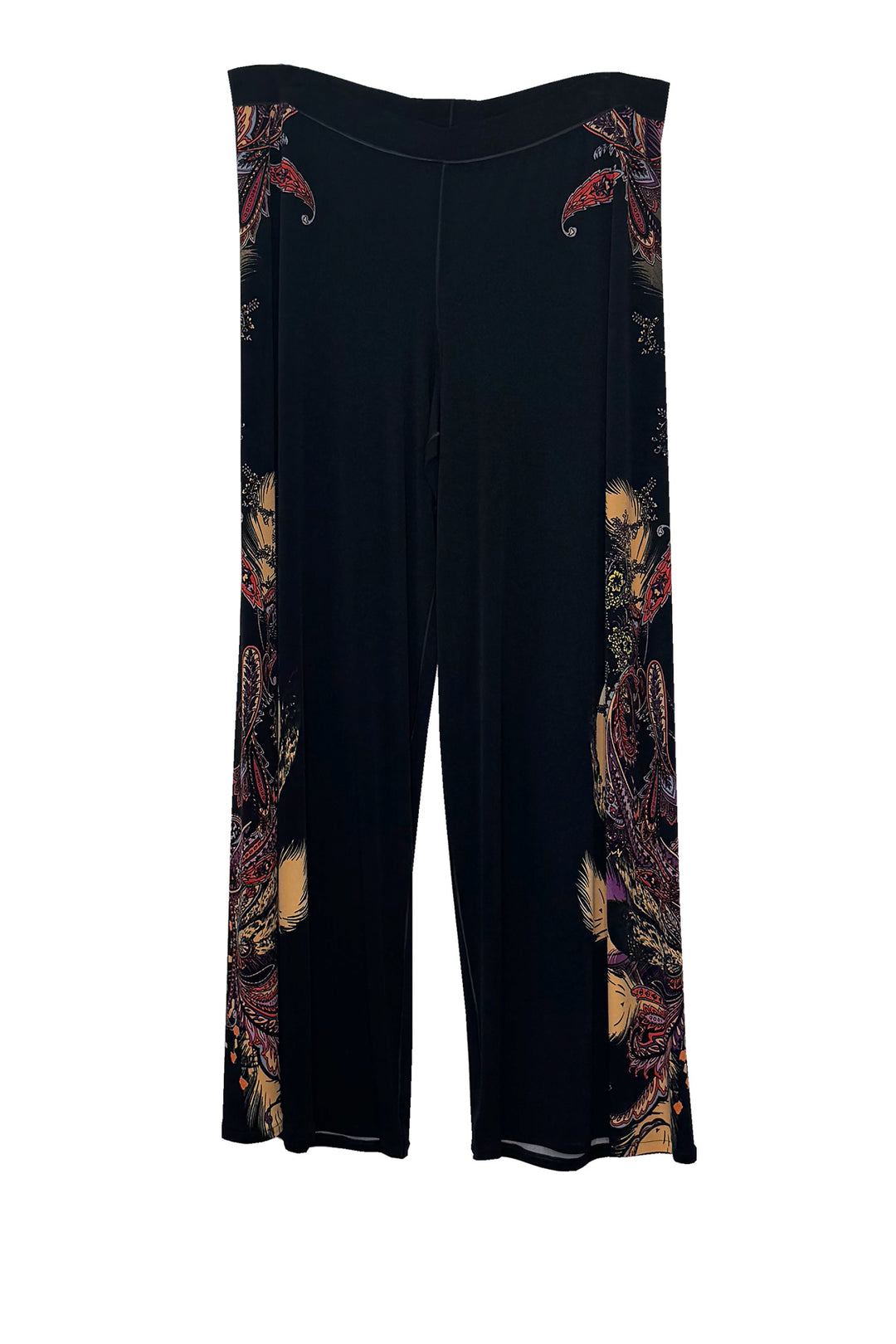 Elastic waistband wide leg pants