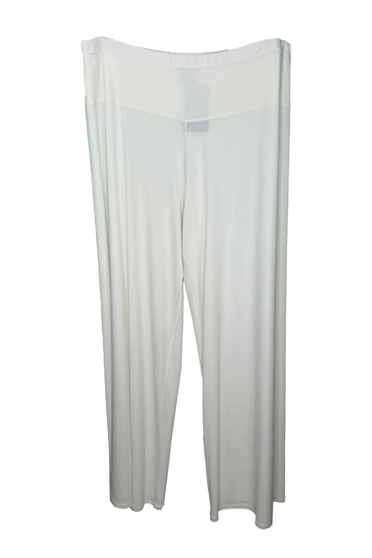 Elastic waistband wide leg single layer pants