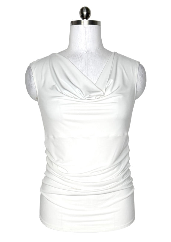 Long sleeve draped neck pleated sides top