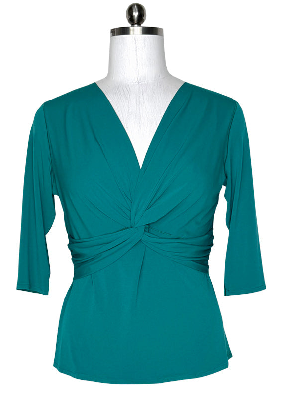 3/4 sleeve twist V neck top