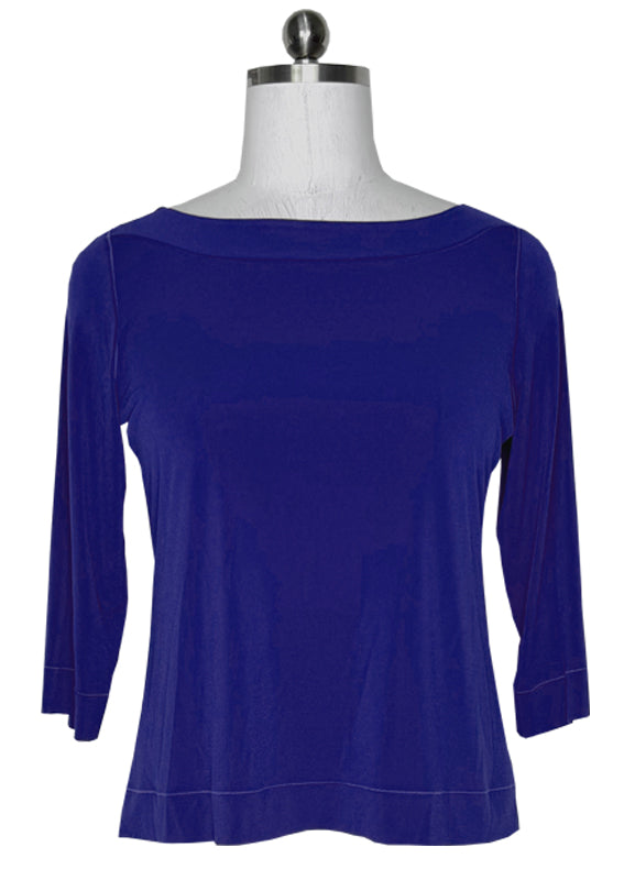 3/4 sleeve banded boatneck single layer tunic