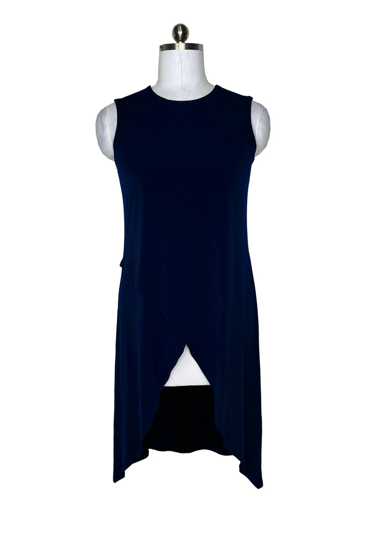 Sleeveless front wrap single layer dress