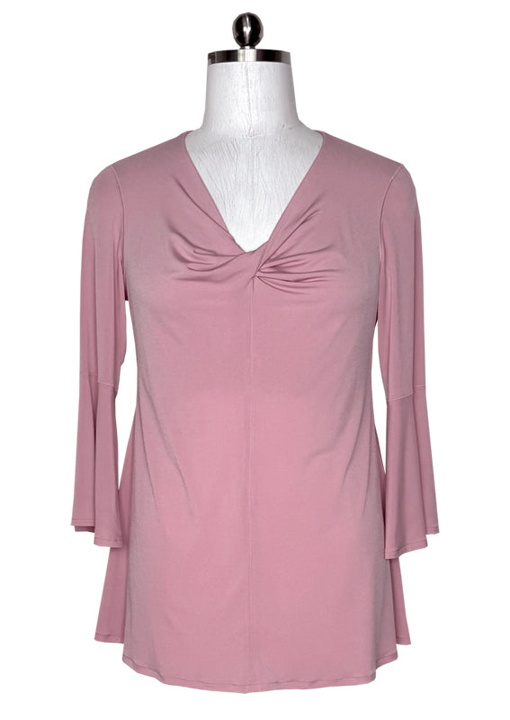 Front twist bell sleeve single layer tunic