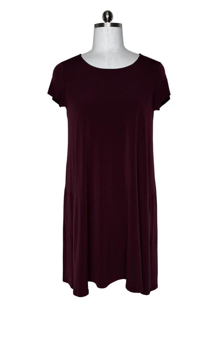 Short slv side pocket single layer A line dress