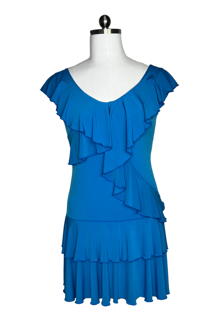 Sleeveless V neck double ruffle dress