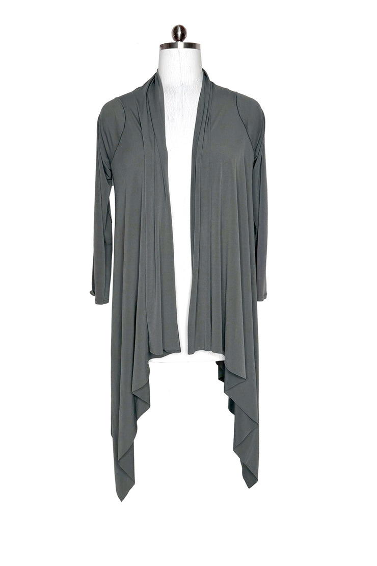 Single layer long sleeve asymmetric cardigan