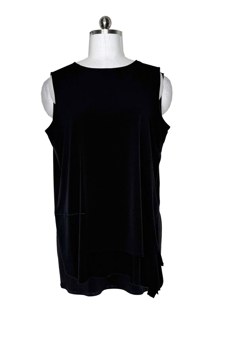 Sleeveless front overlap double layer dress