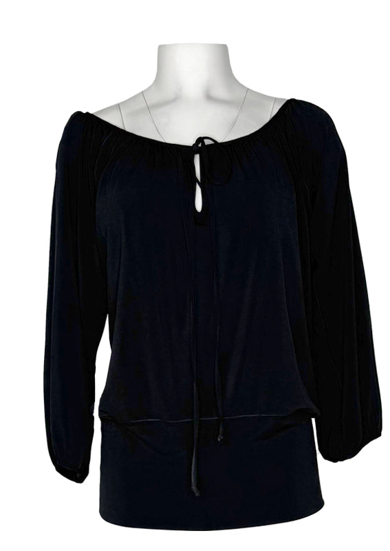 Off shoulder gathered neck single layer tunic