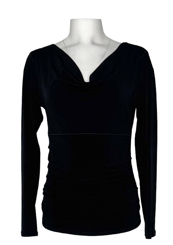 Long sleeve cowl neck side pleated tunic