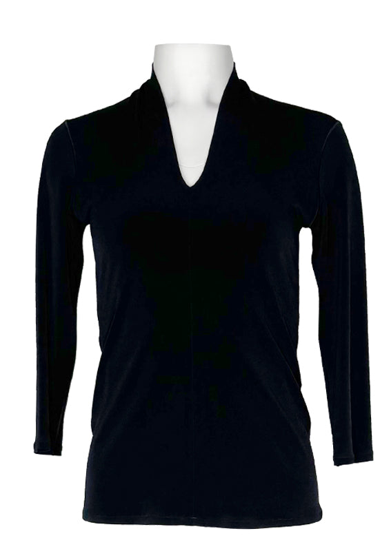 3/4 sleeve slit cut neck long top