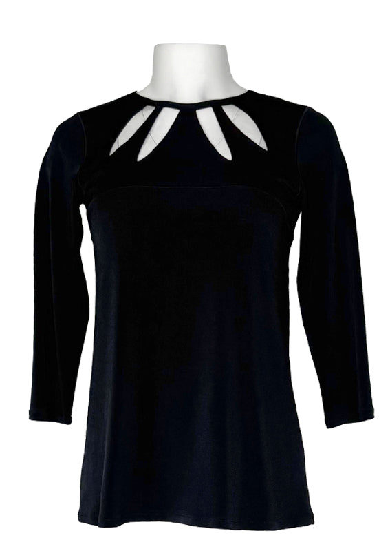 Cutout neckline single layer tunic