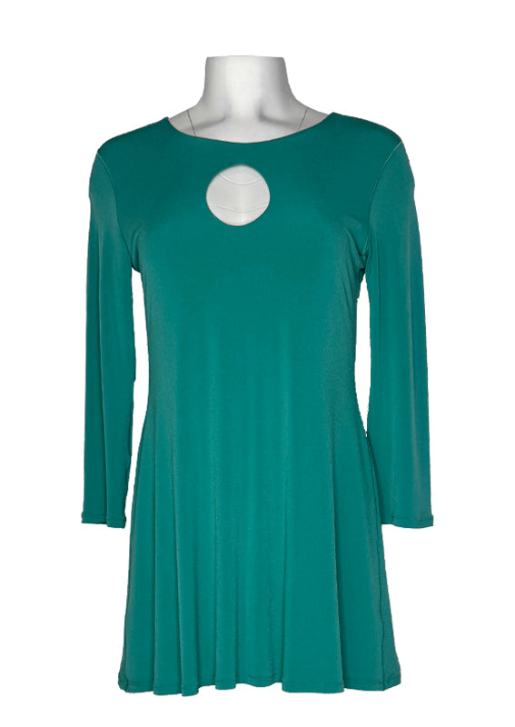 3/4 sleeve circle cutout double layer tunic