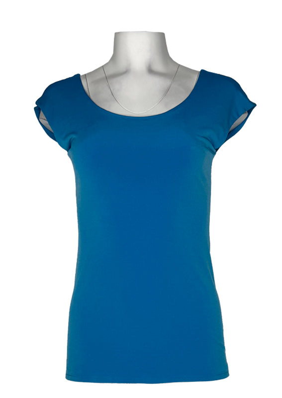 Drop shoulder scoop neck lined top