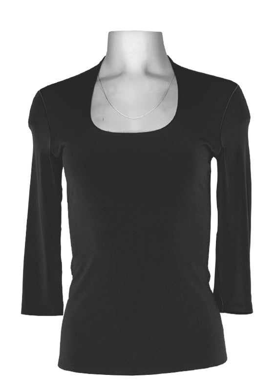 3/4 sleeve u neck single layer top