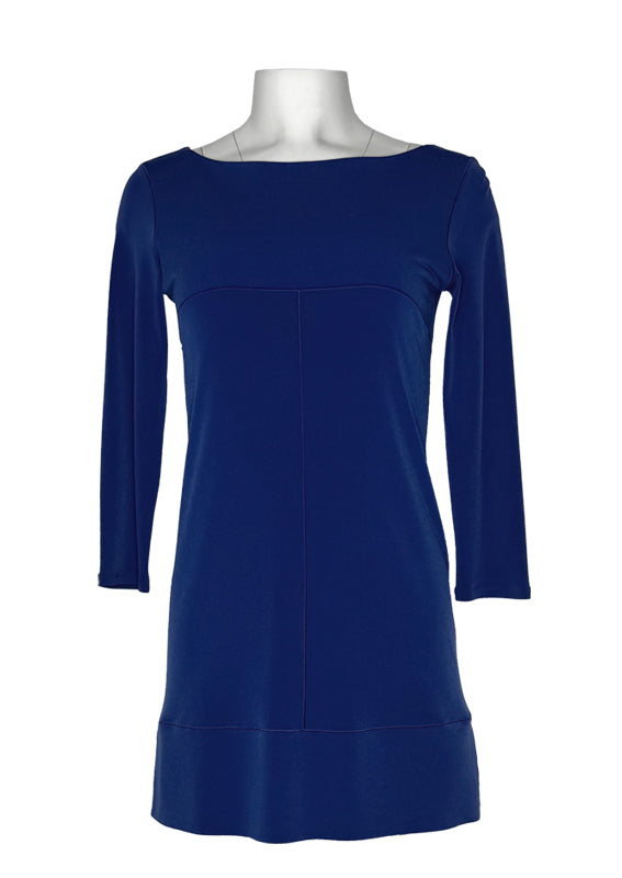 3/4 sleeve boatneck banded side slit tunic