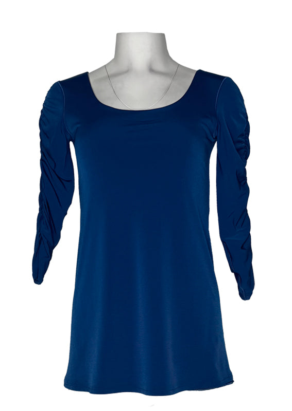 Gathered 3/4 sleeve double layer tunic