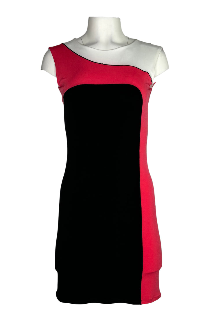 Sleeveless color block knee length dress