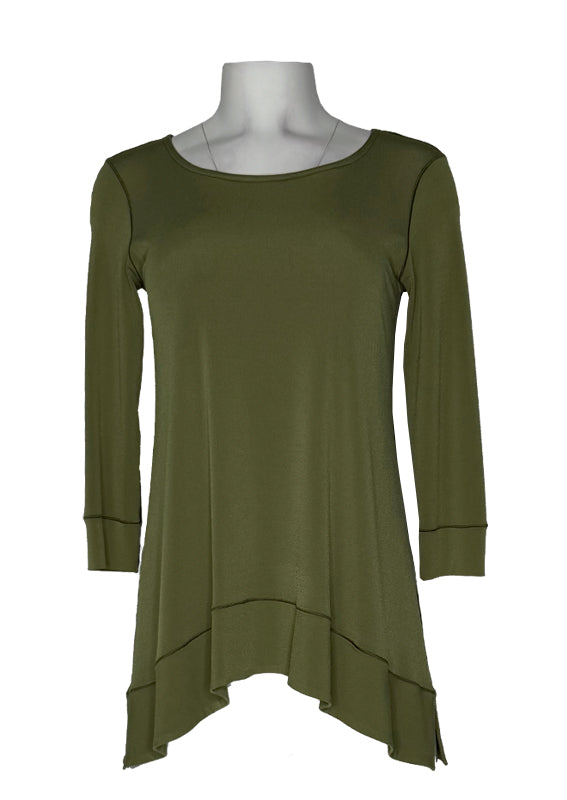 High low banded single layer tunic