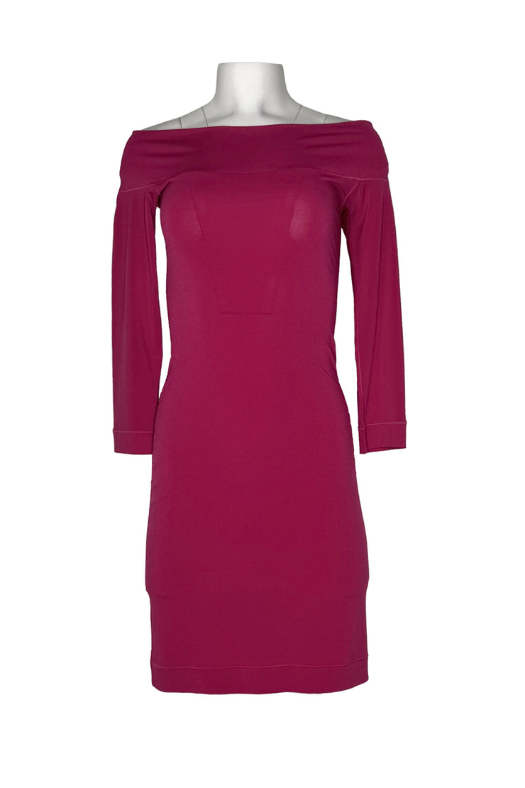 Off shoulder 3/4 sleeve single layer dress