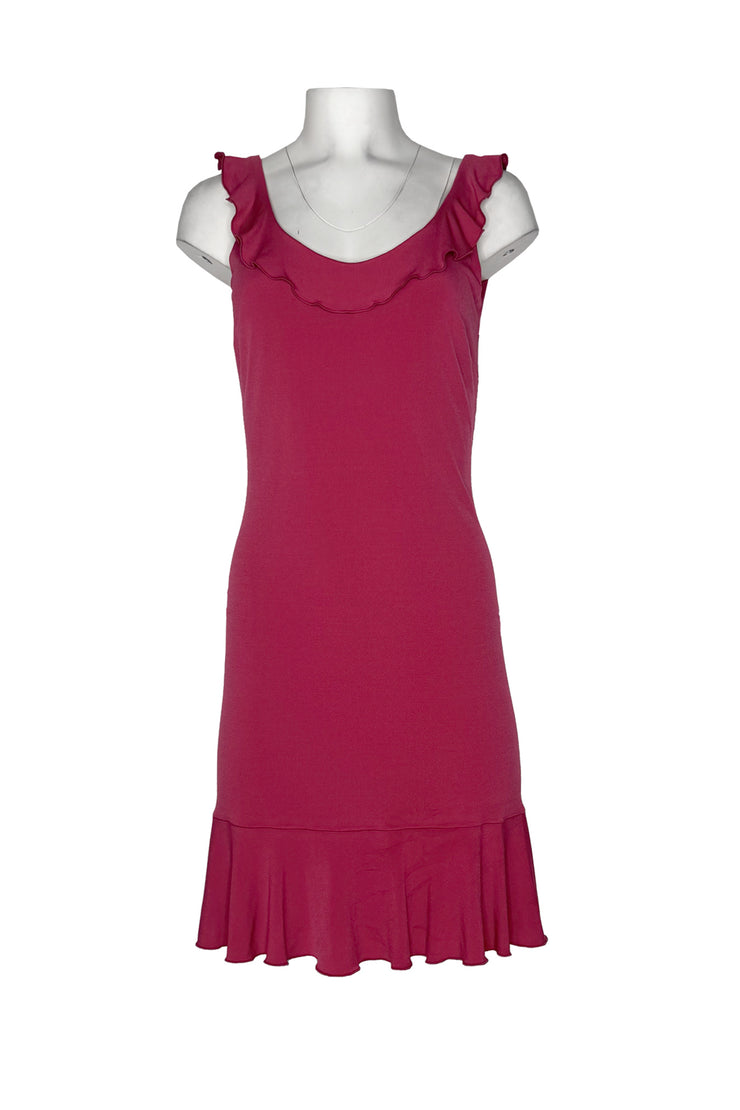 Neck and bottom ruffle lined dress