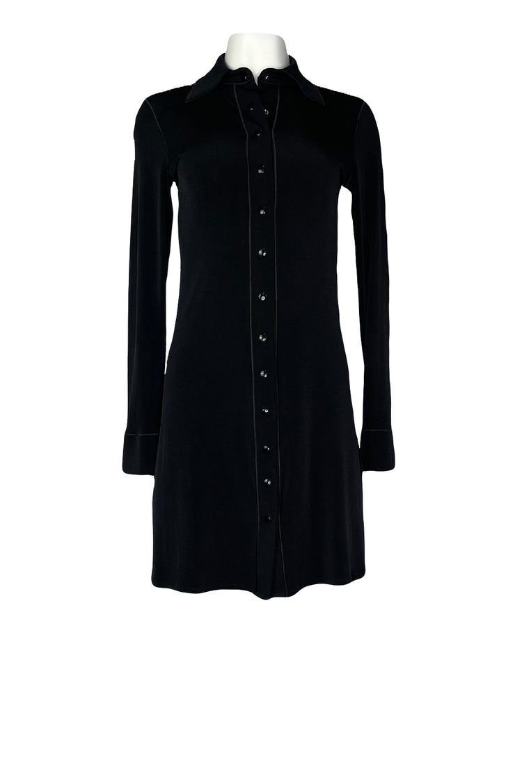 Snaps collar long sleeve shirt dress