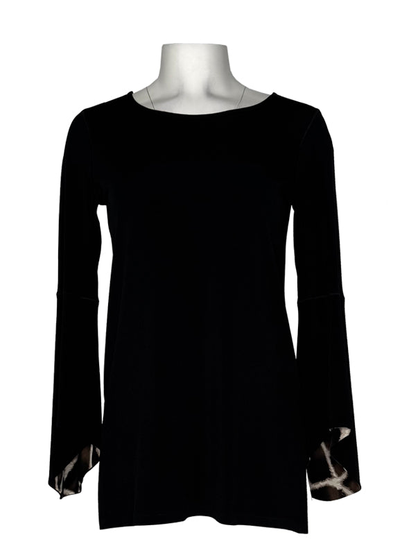 Wide neck bell sleeve single layer tunic