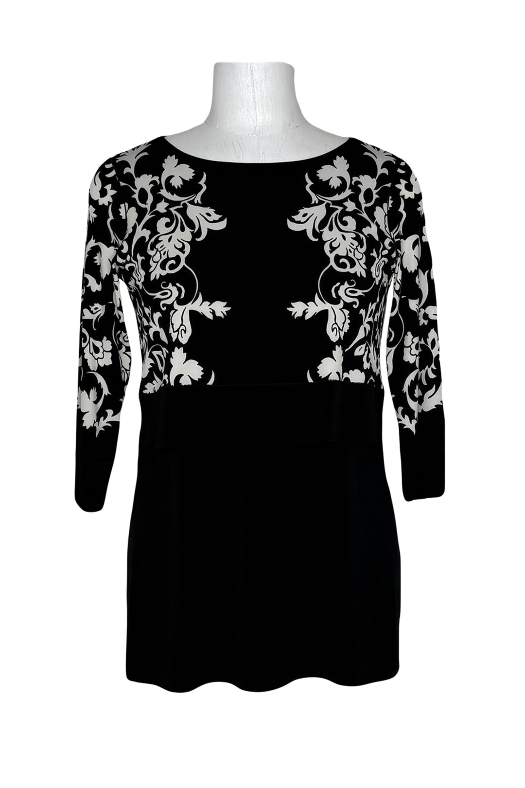 Side slit banded 3/4 sleeve layered tunic