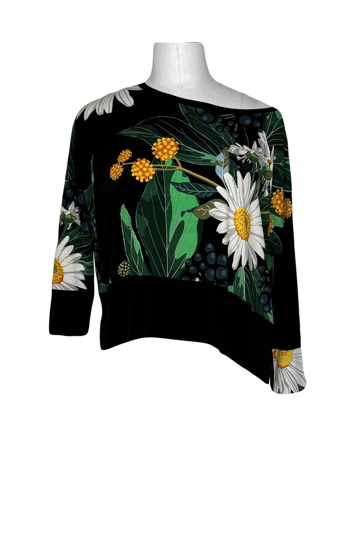 Off the shoulder 3/4 sleeve banded wide tunic