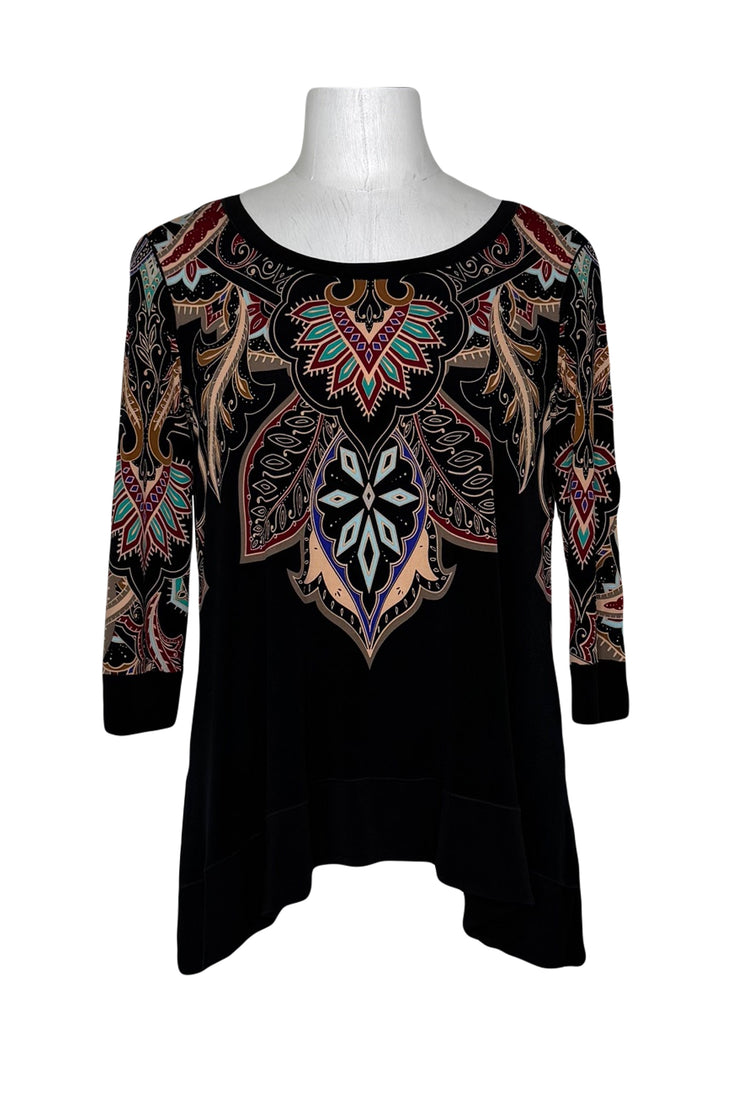Hi low 3/4 sleeve banded single layer tunic