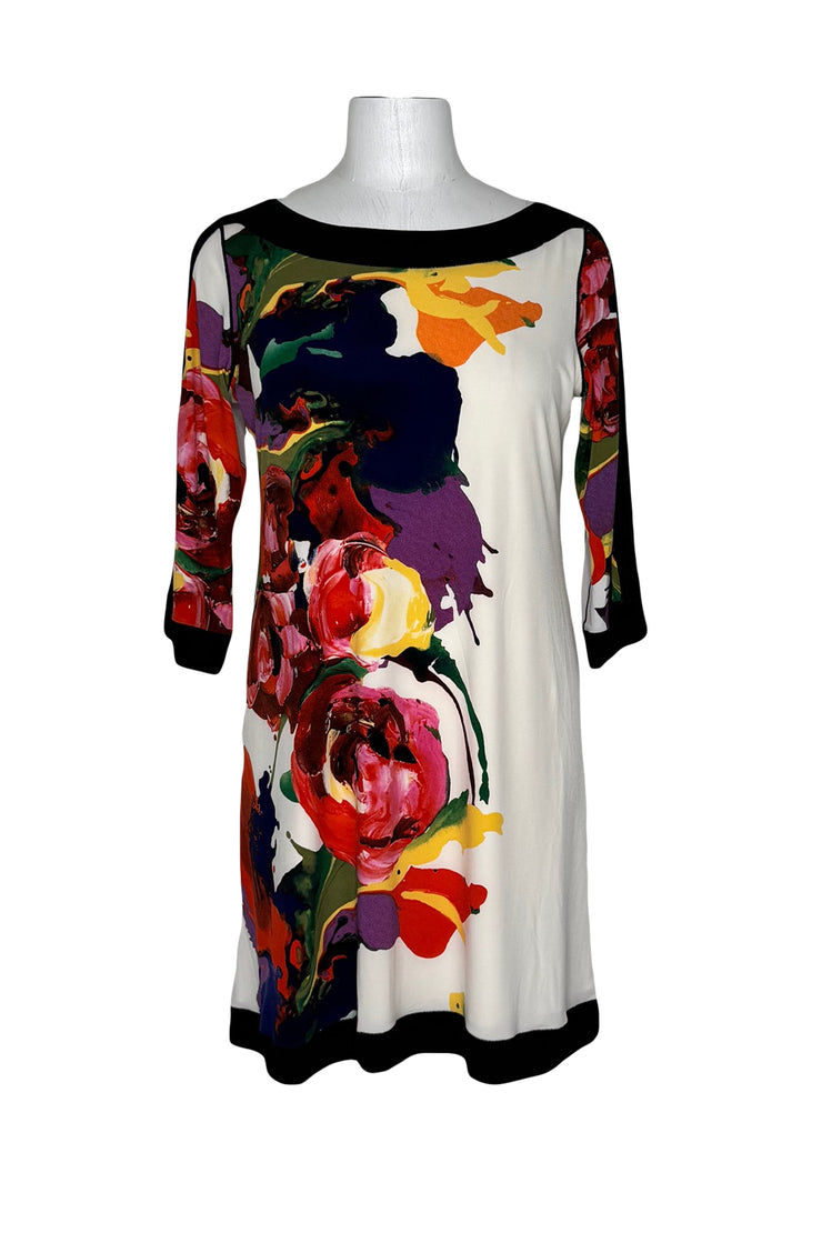 Boatneck 3/4 sleeve banded single layer dress