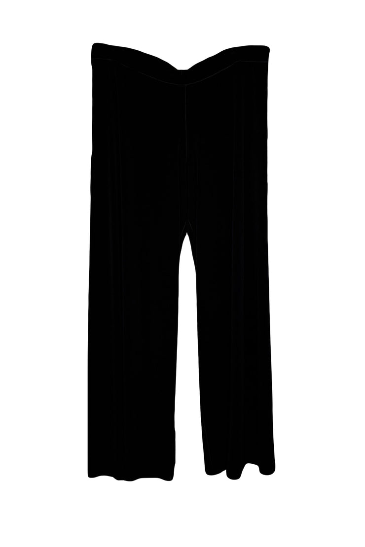 Elastic waistband wide leg single layer pants