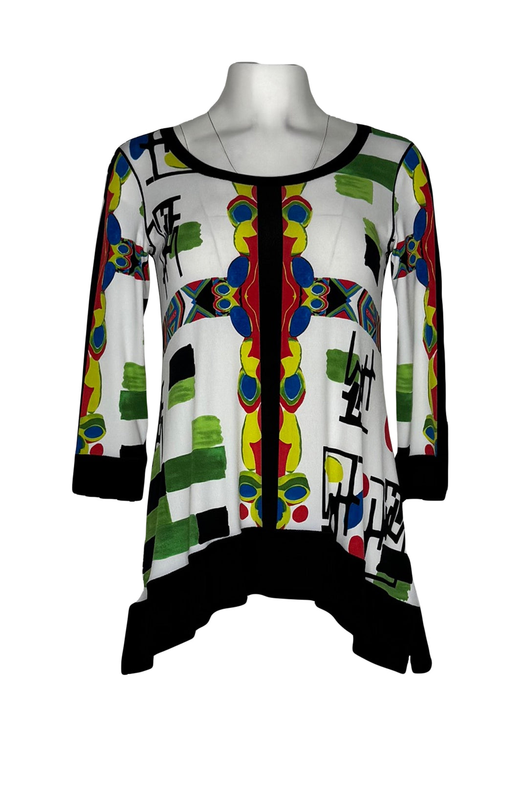 High low 3/4 sleeve single layer top