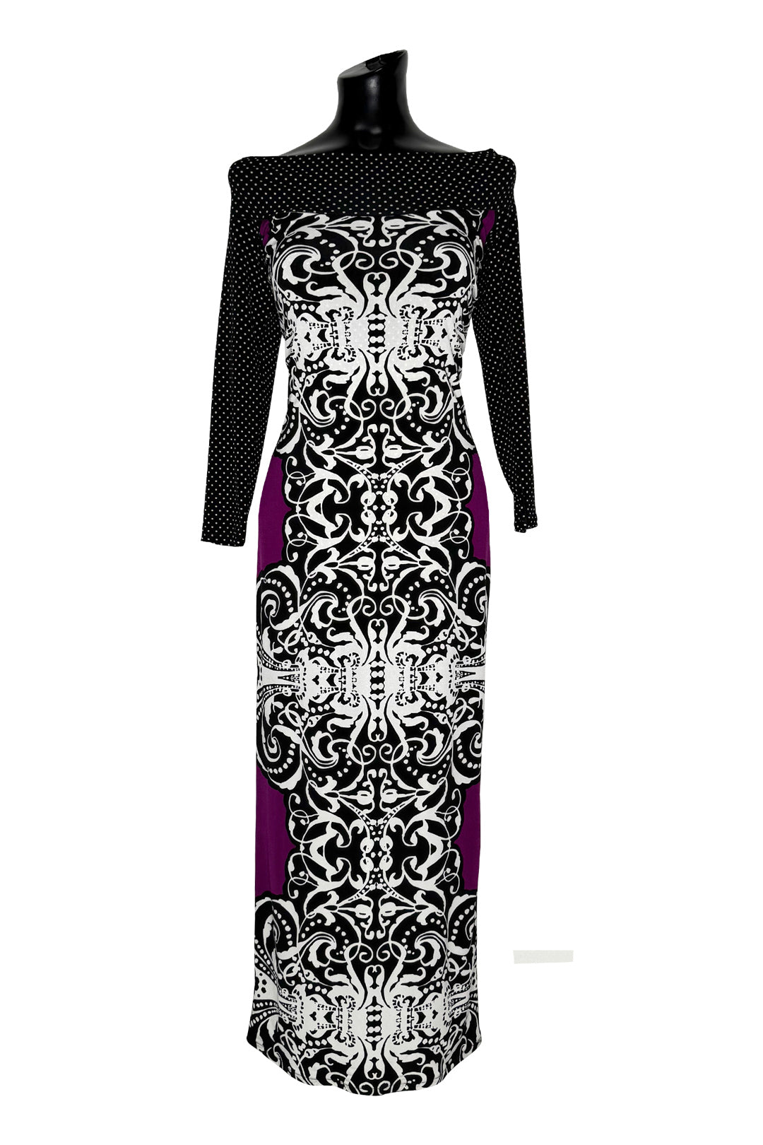 Open shoulder 3/4 slv double layer dress