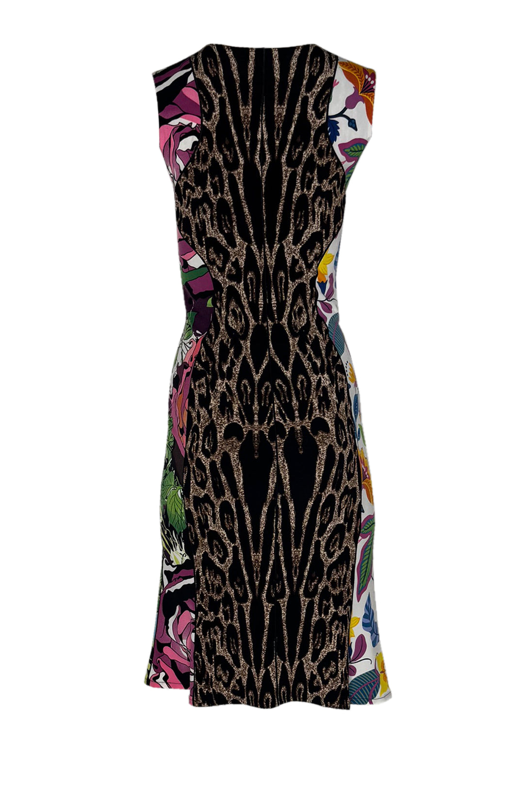 CONTRAST SLIMMING BELOW KNEE DRESS