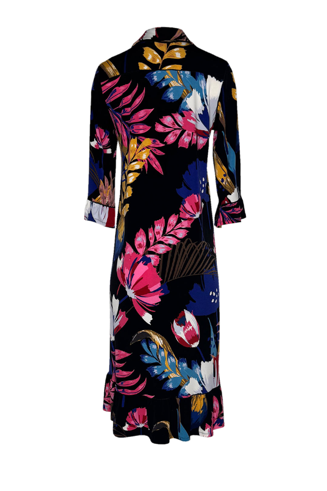 CALF LENGTH ELBOW SLV SHIRRED BTM SHIRT DRESS