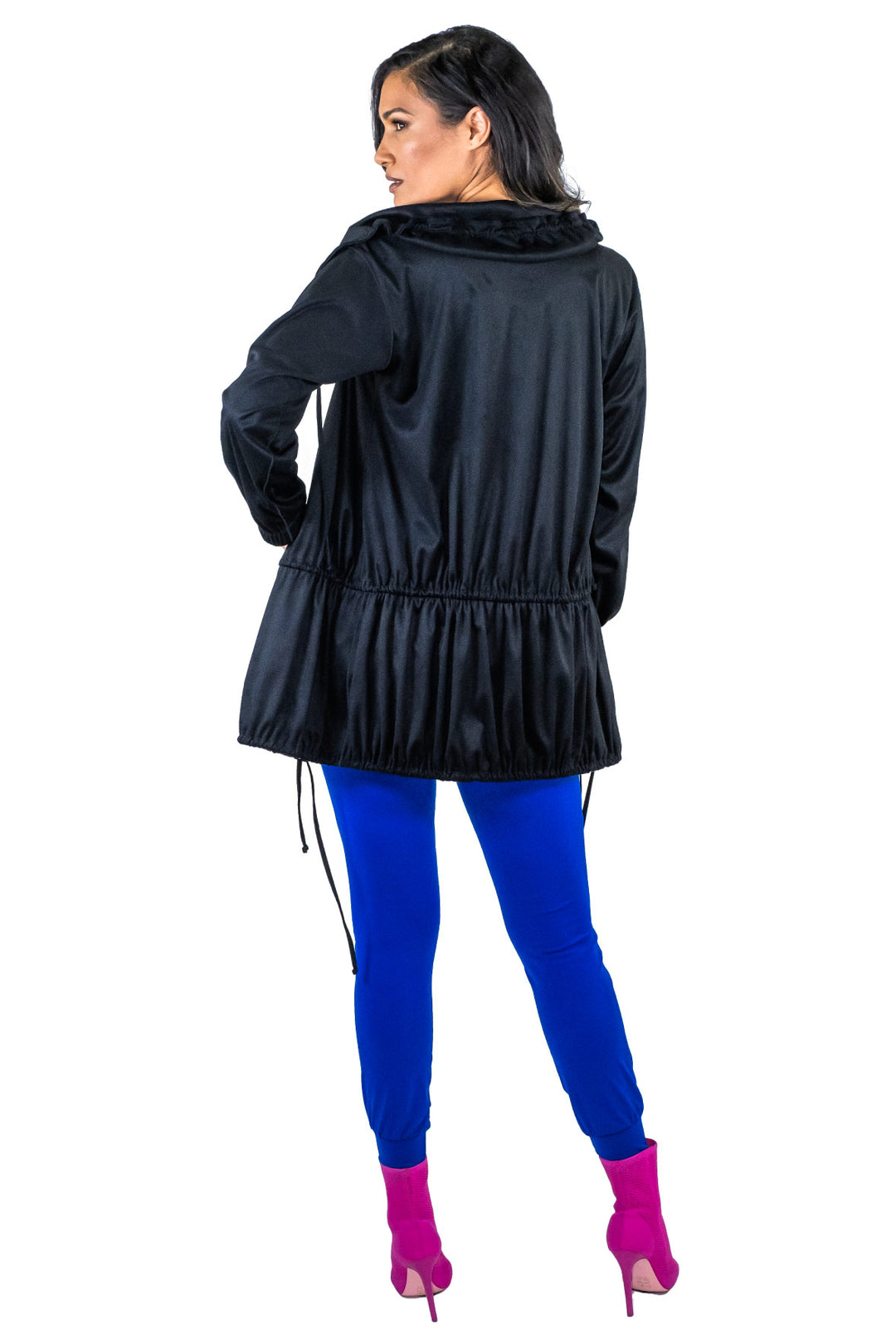 Long Sleeve Pull Collar Drawstring Parka