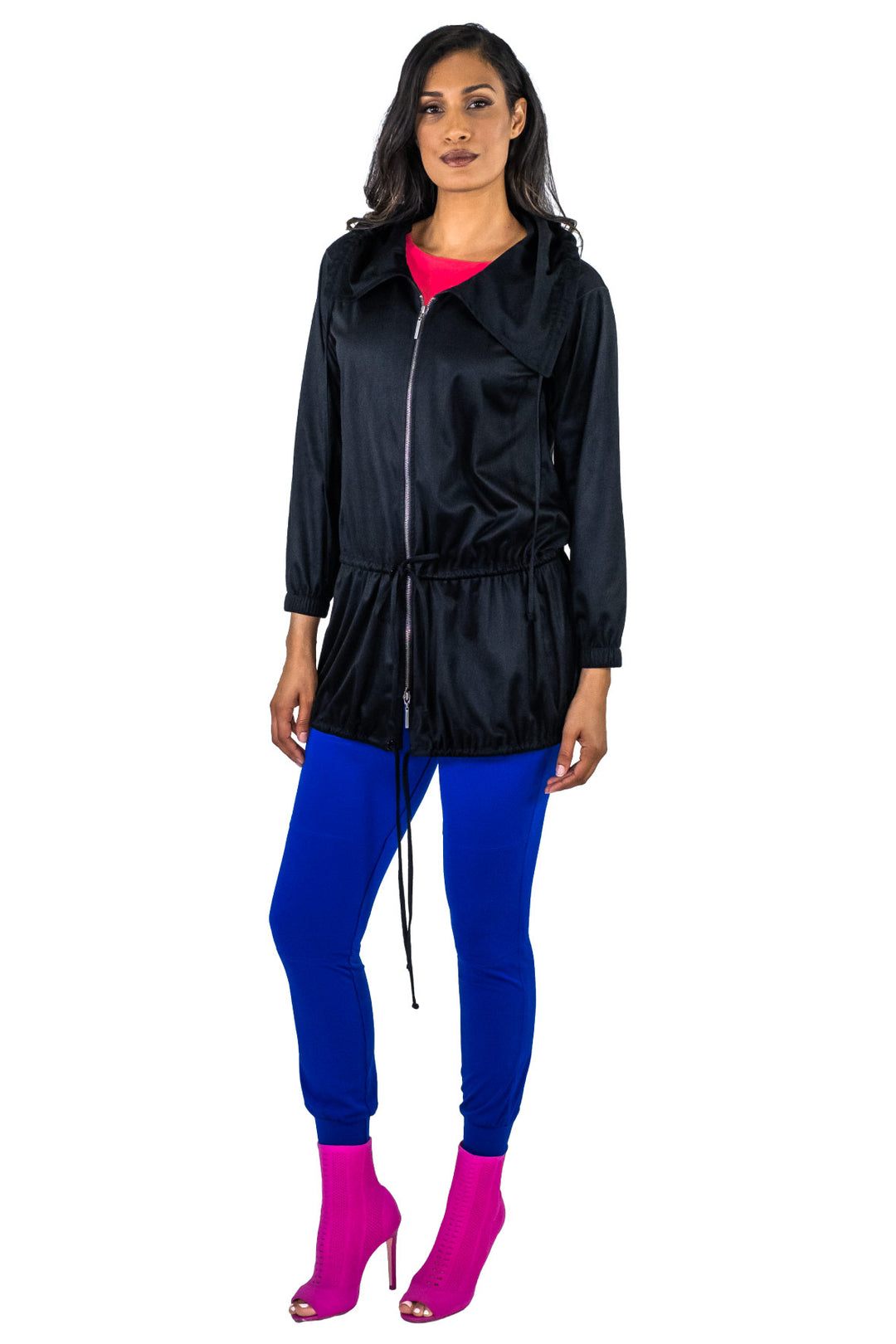 Long Sleeve Pull Collar Drawstring Parka