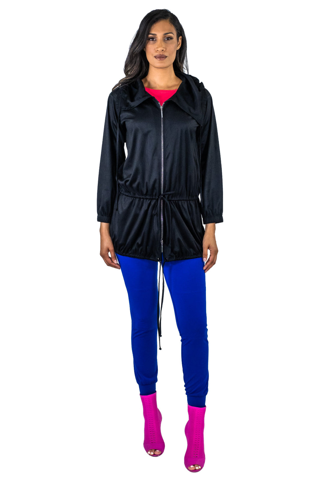 Long Sleeve Pull Collar Drawstring Parka