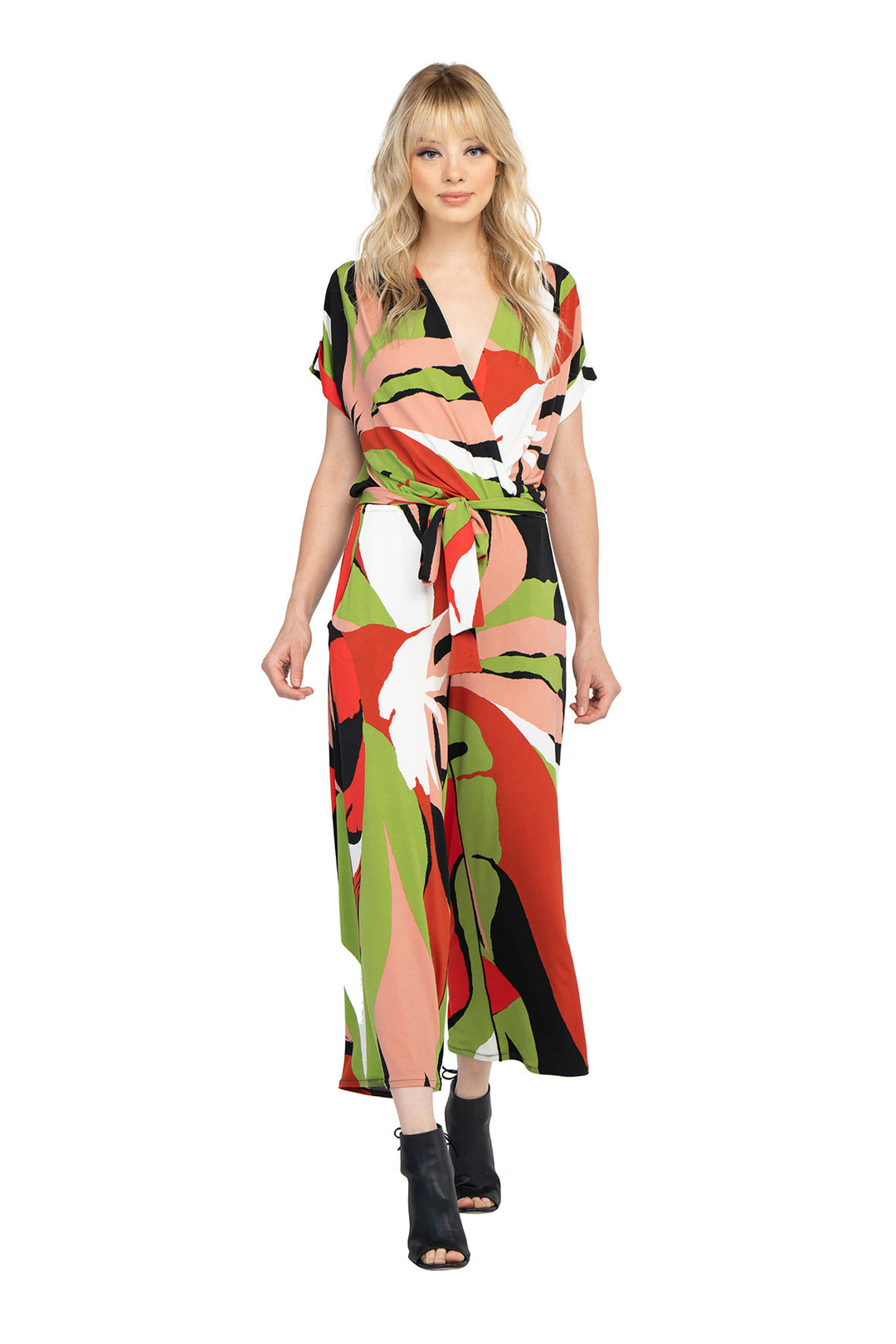 S/SL Fold Over Wide Leg Pocket Cropped Jumpsuit