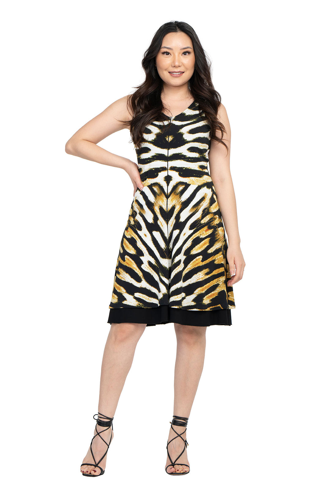 S/L V Neck 4 Panel Turnover Dress