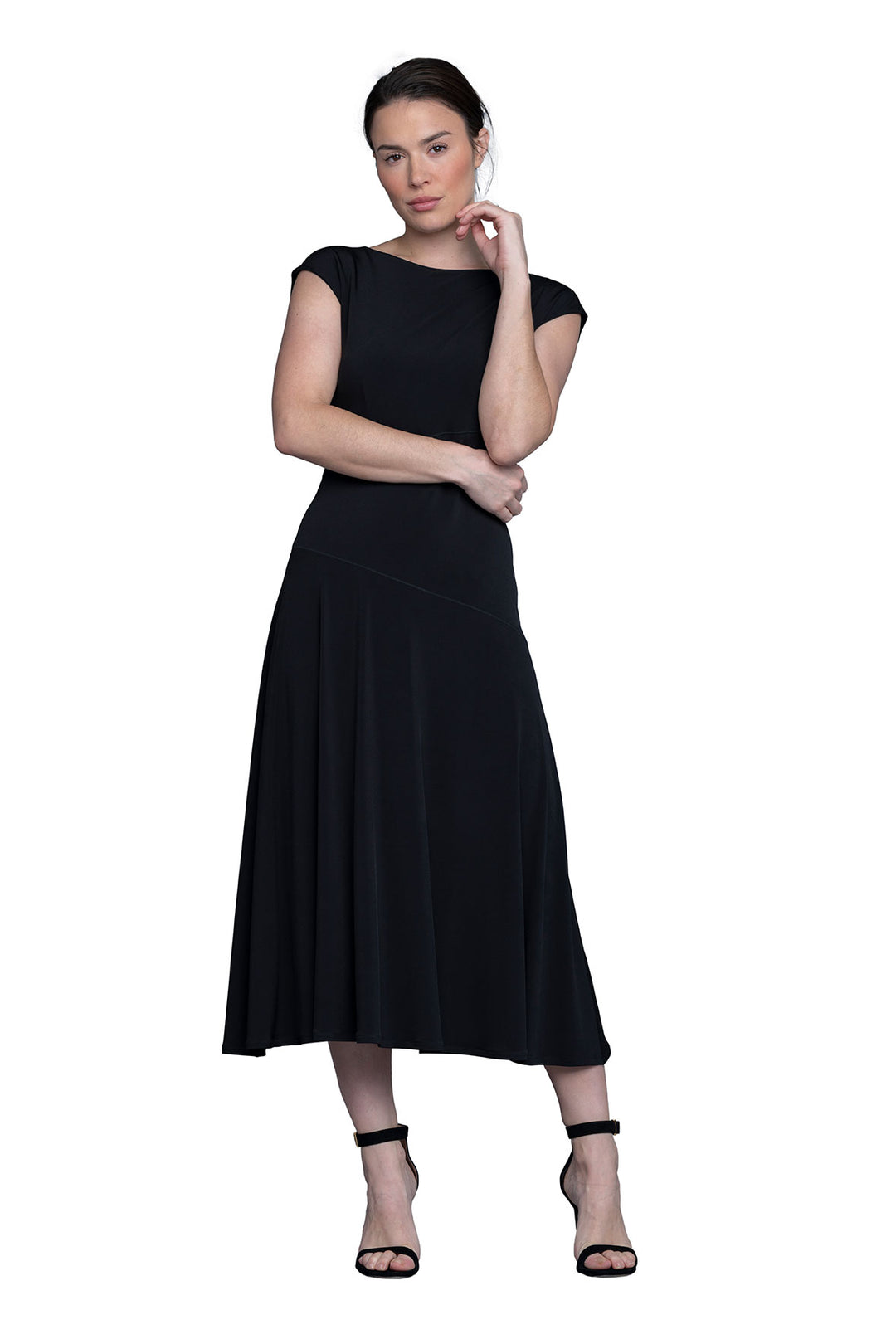Shoulder Pleats Lined Dress