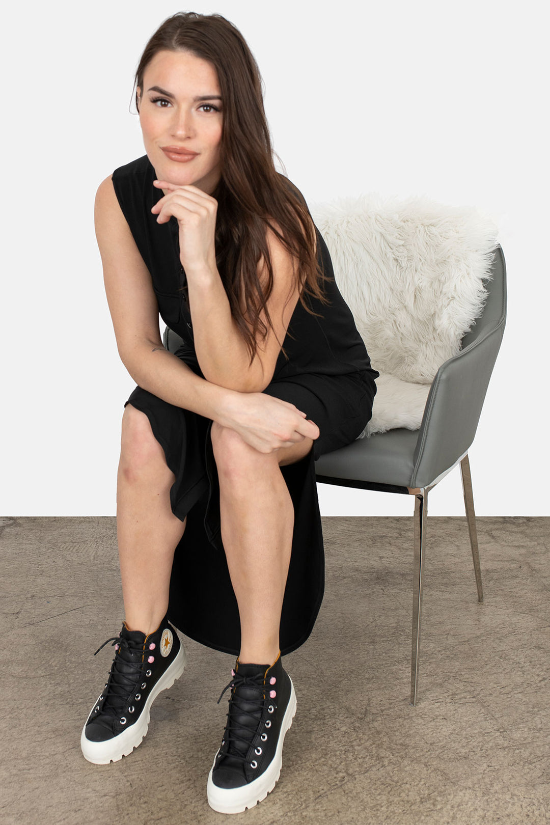 Long Sleeveless Shirt Dress