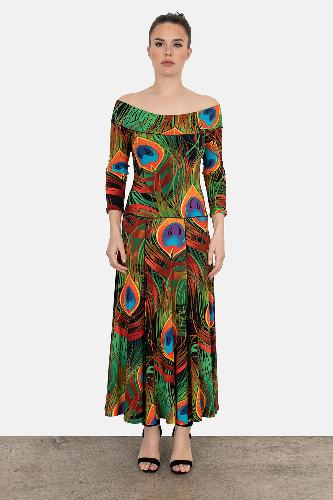 Off Shoulder 3/4 Sl. Long Dress