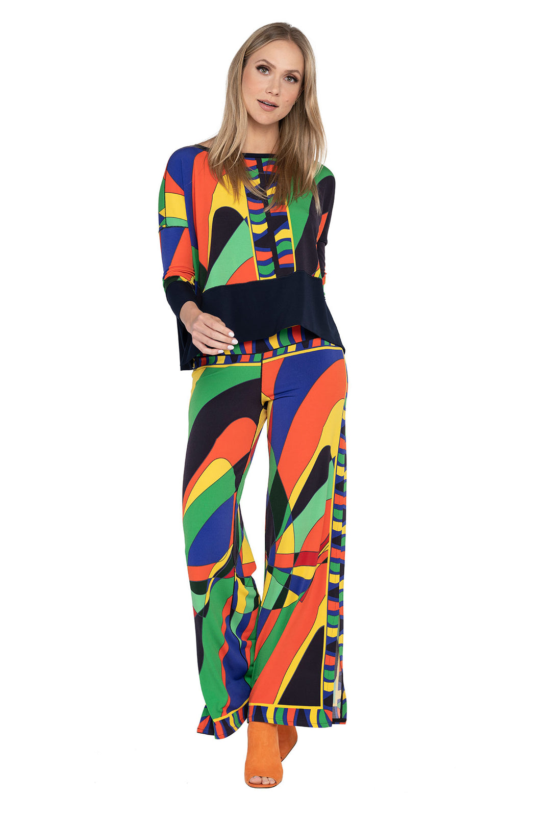 High Waist Side Slit Single Layered Pants