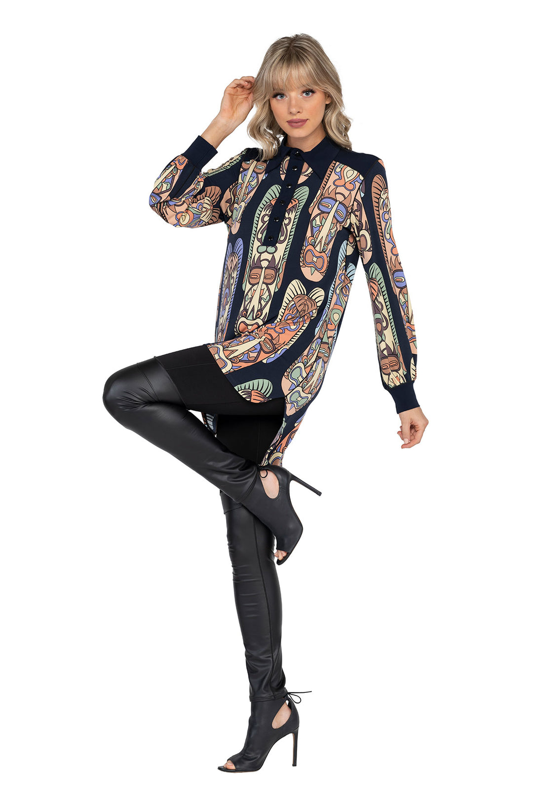 Long Sleeve High Low Shirt Dress