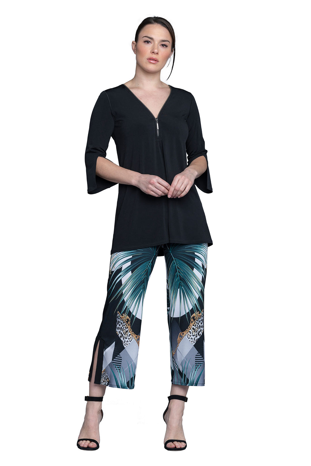 Single Layered 3.5" Yoke Side Slit High Waist Pants
