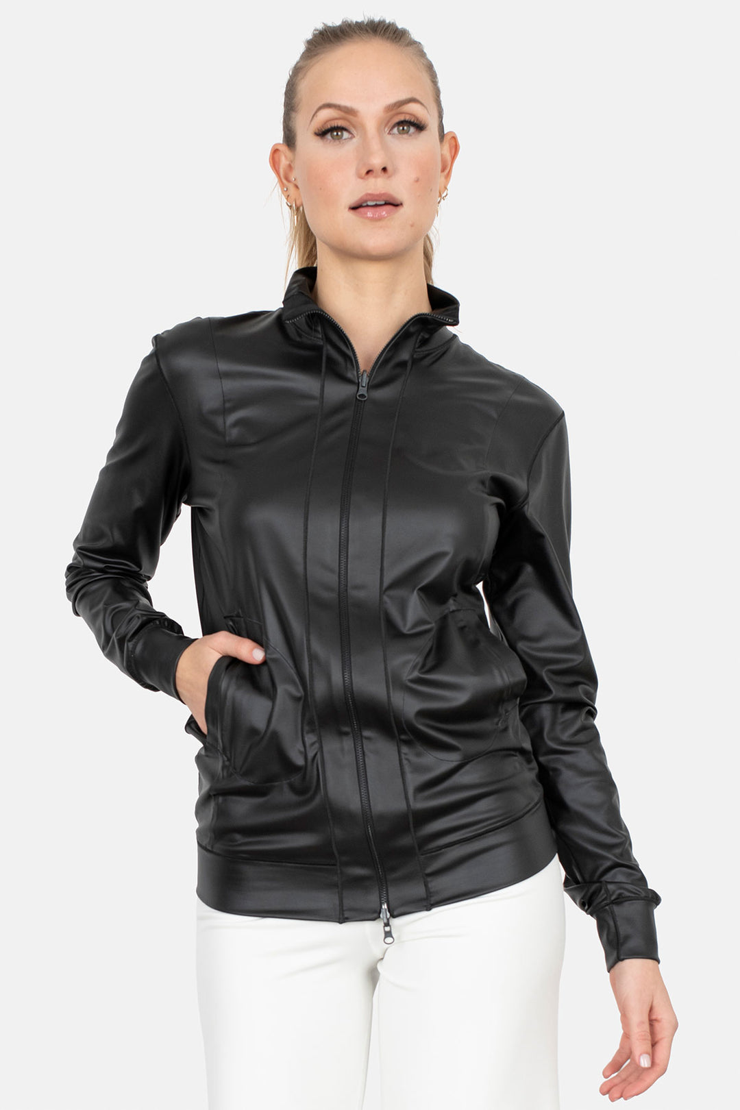 Mock Neck Zip Fully Lined Jacket
